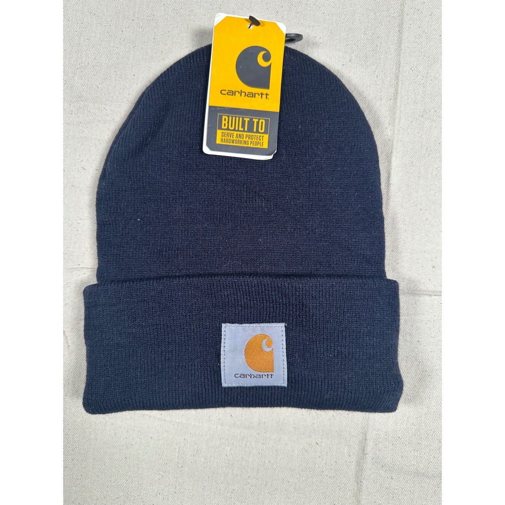 Carhartt Navy Blue Acrylic Watch Hat Beanie Toll Brothers Seeds of Peace NWT